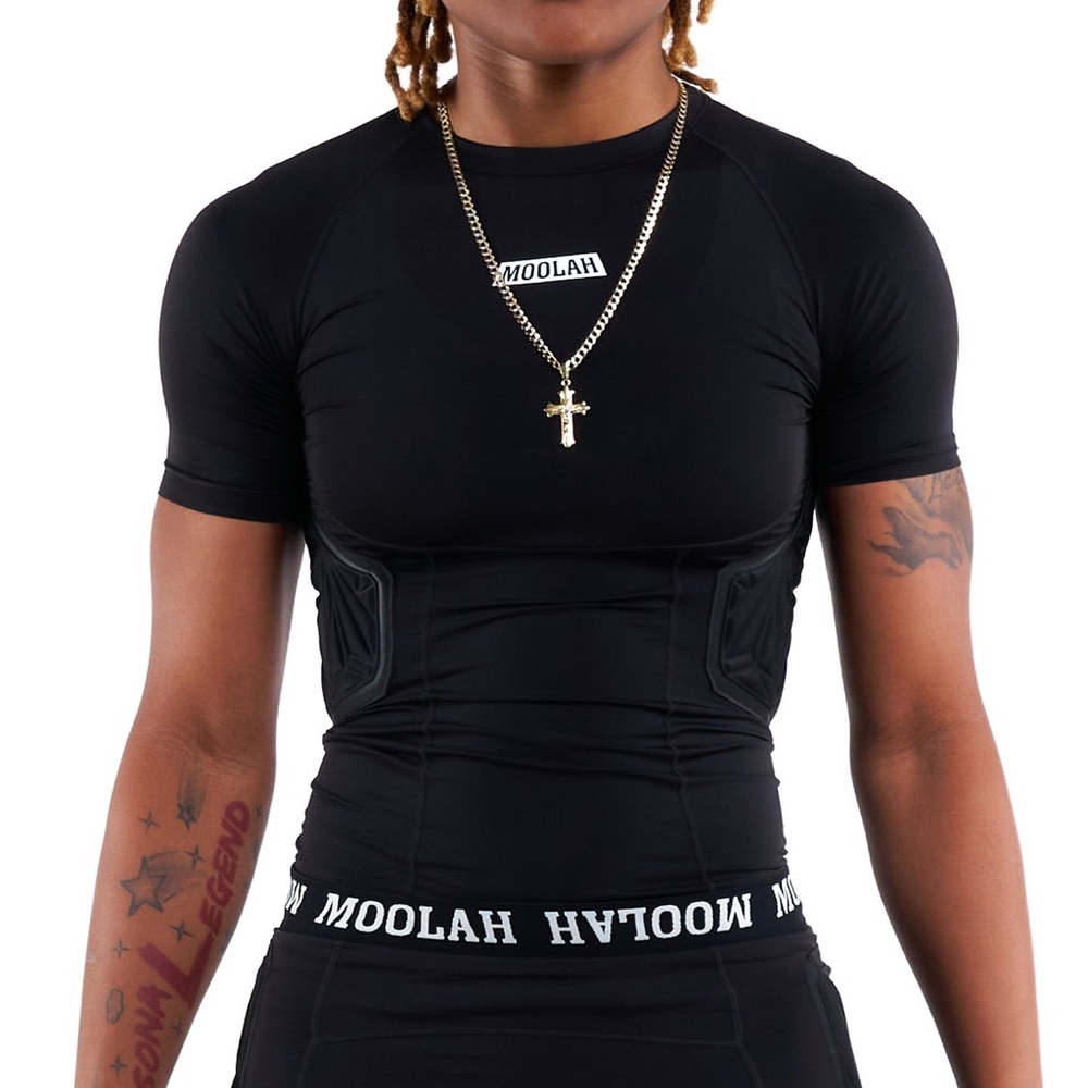 Moolah Basketball Black Short Sleeve Padded Compression Tee Size XXL NWOT‎